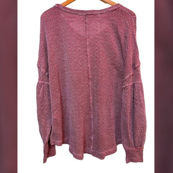 Free People NWT size M Fresh & New Hacci Oversized Knit Top in Mauve Moose Combo - Picture 7 of 7